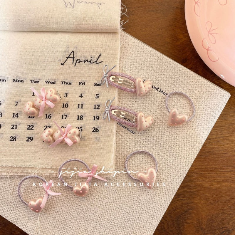Pastel Pink Heart Hair Clips