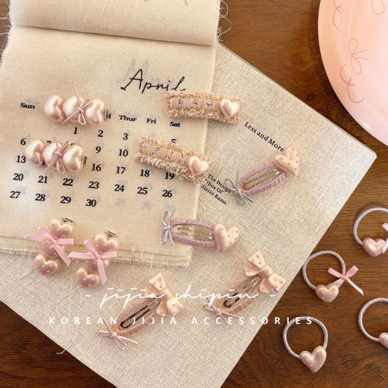 Pastel Pink Heart Hair Clips