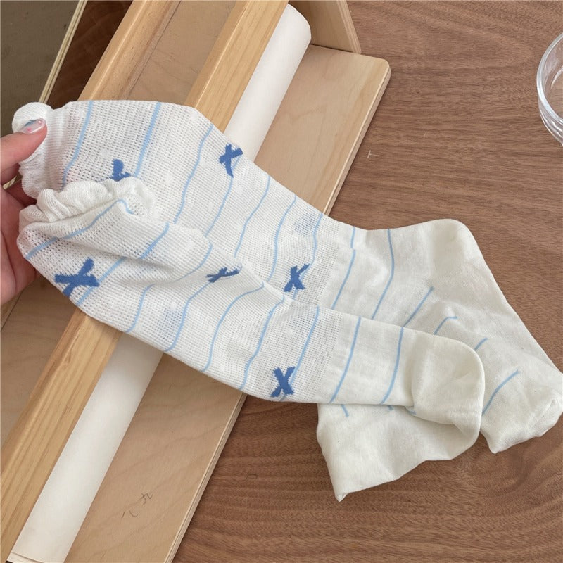 Striped Bowknot Cute Cotton Socks