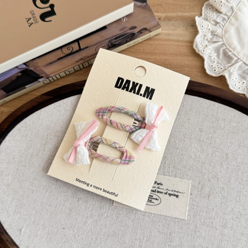 Pastel Plaid Hair Clip Set