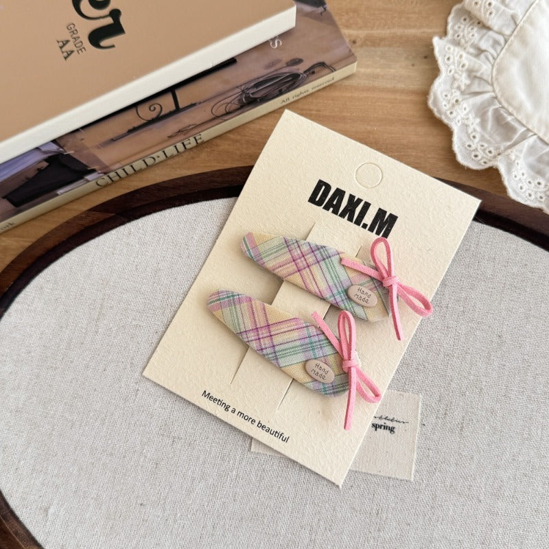Pastel Plaid Hair Clip Set