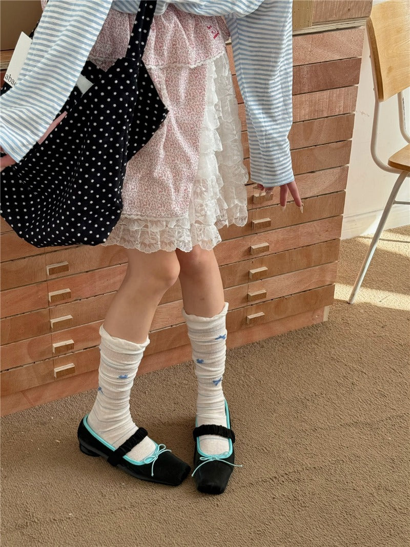 Striped Bowknot Cute Cotton Socks