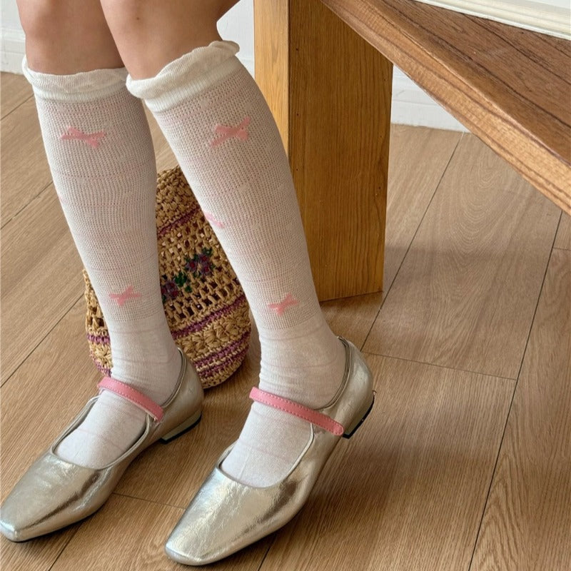 Striped Bowknot Cute Cotton Socks