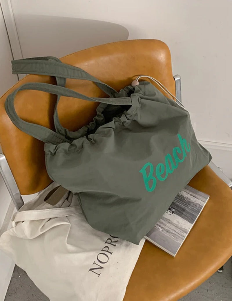 Beach Drawstring Tote Bag