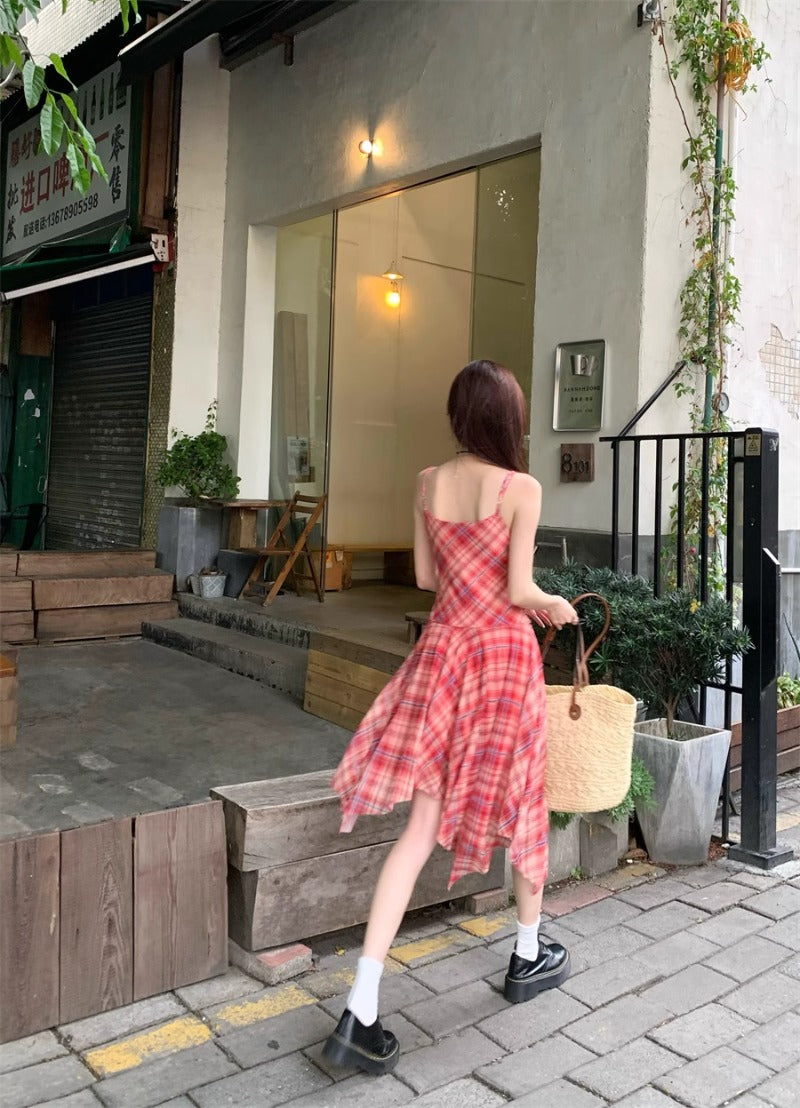 Checkered Strappy Dress Top