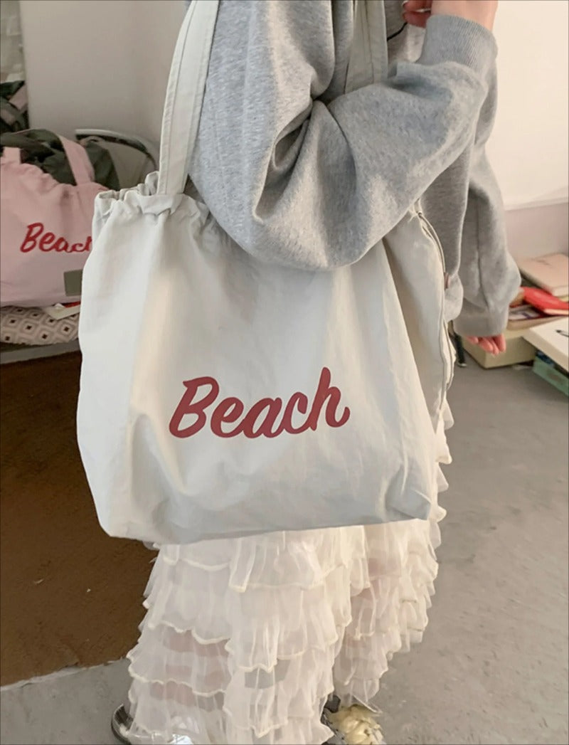 Beach Drawstring Tote Bag