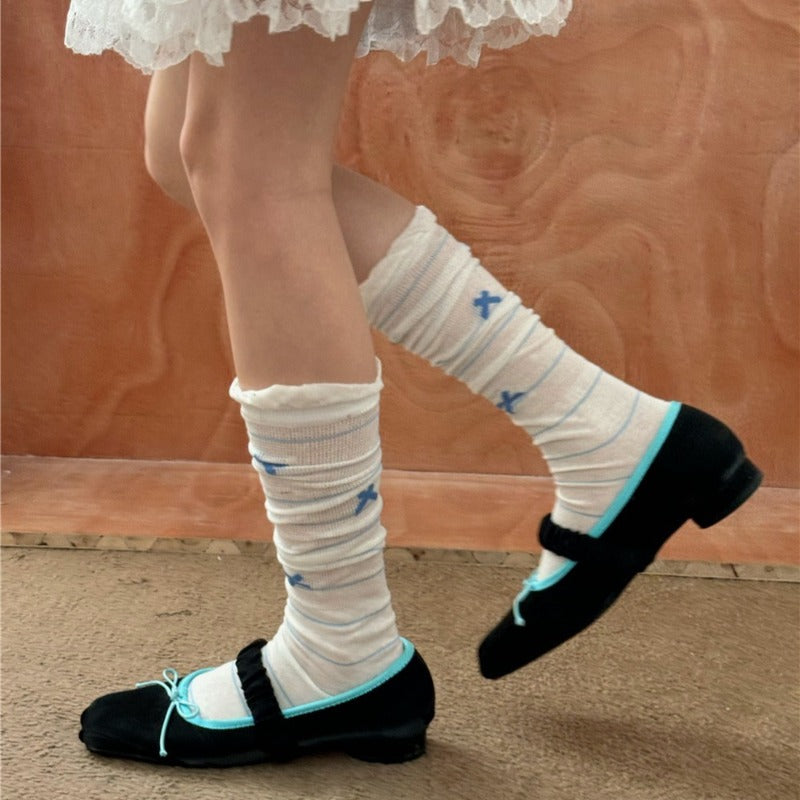 Striped Bowknot Cute Cotton Socks