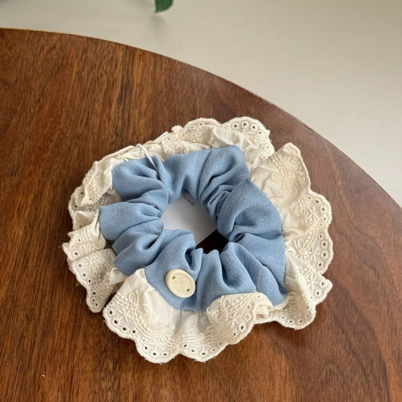 Delicate Lace Blue Scrunchie