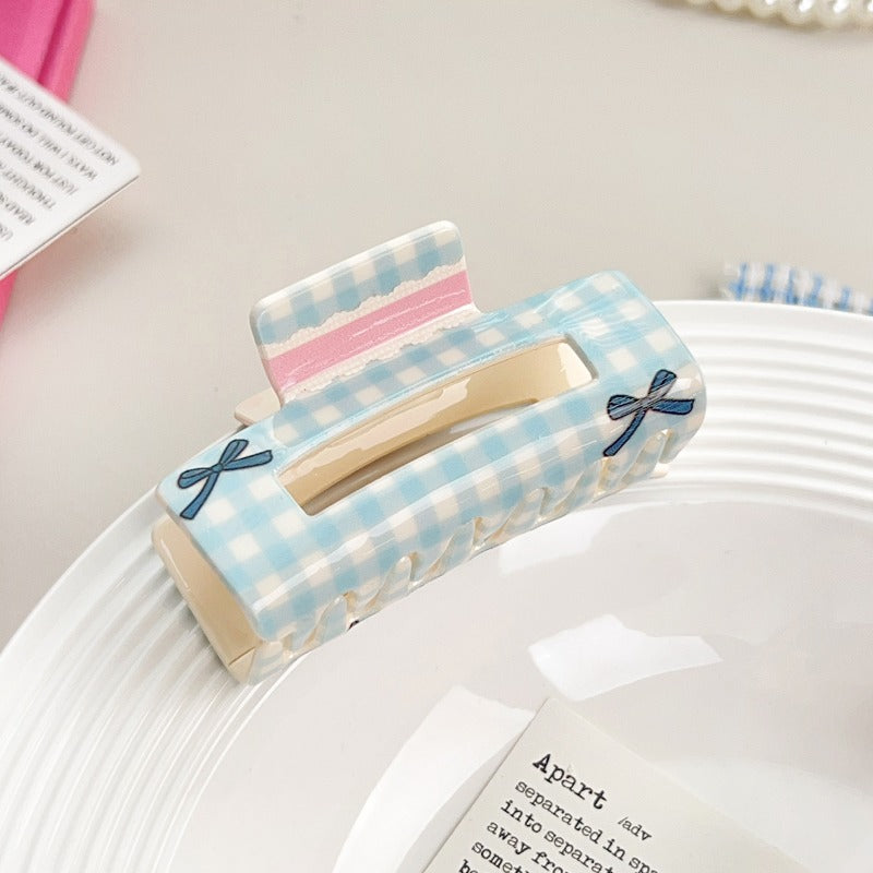 Plaid Large Hair Claw Clips
