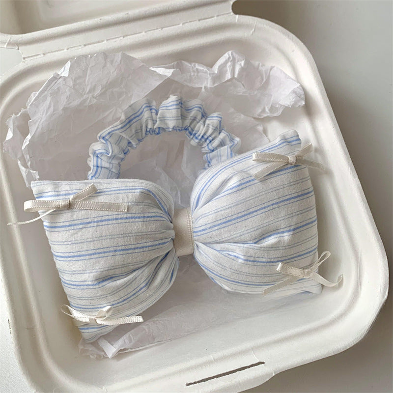 Striped Blue Ribbon Hair Set
