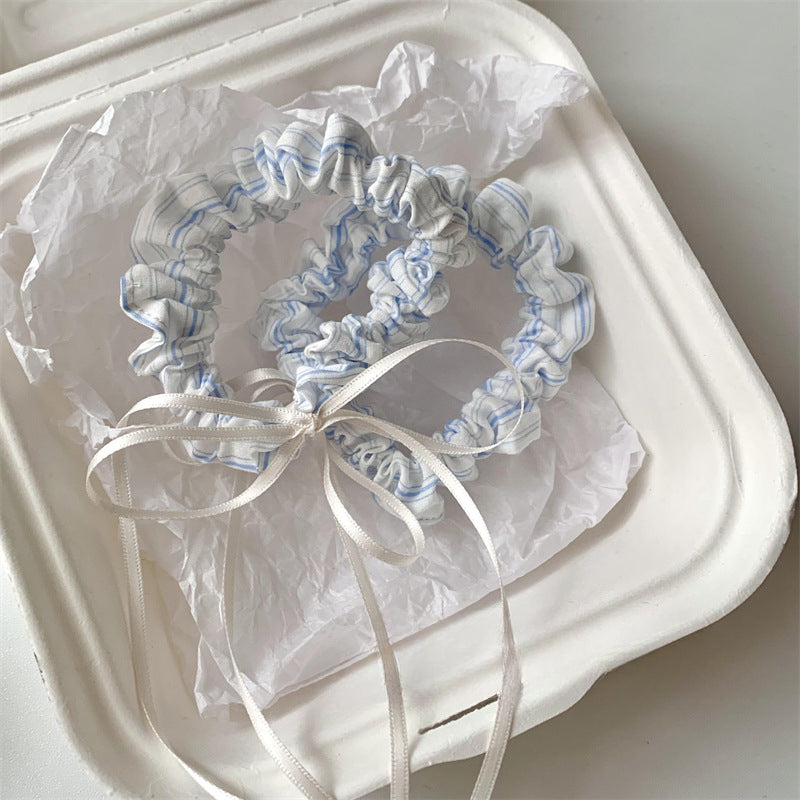 Striped Blue Ribbon Hair Set