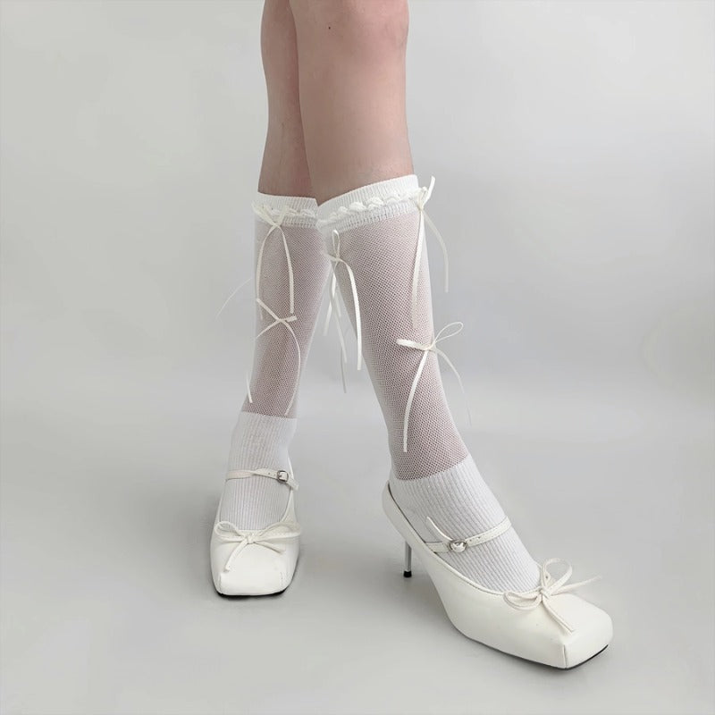 Chic Silver Laced Ballet Socks