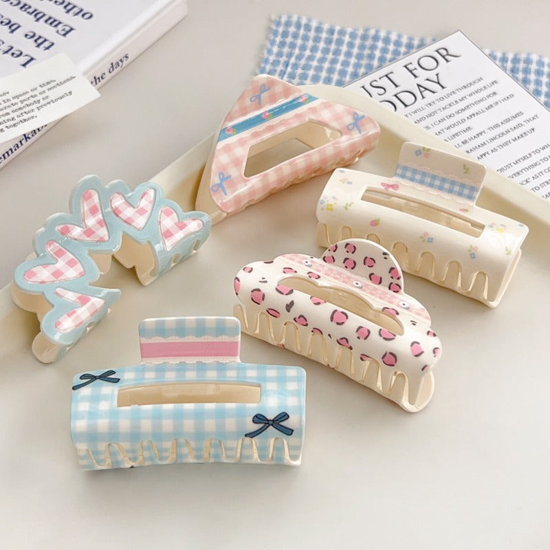 Plaid Large Hair Claw Clips
