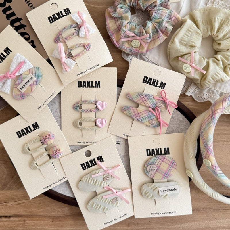 Pastel Plaid Hair Clip Set