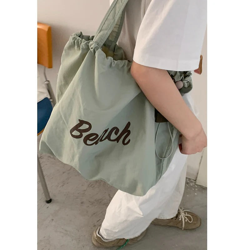 Beach Drawstring Tote Bag