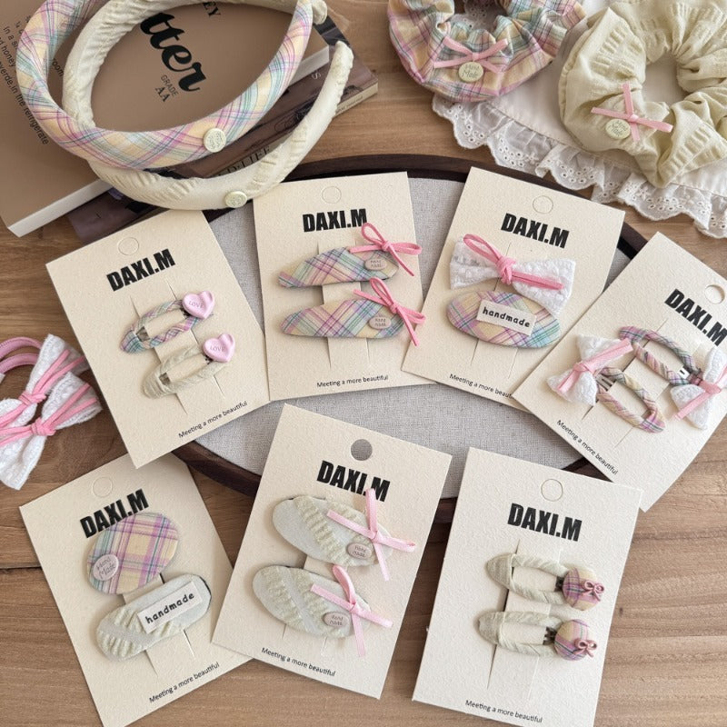 Pastel Plaid Hair Clip Set