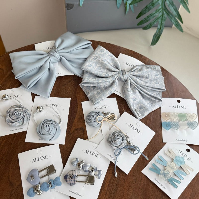 Plaid Heart Hair Clip Set