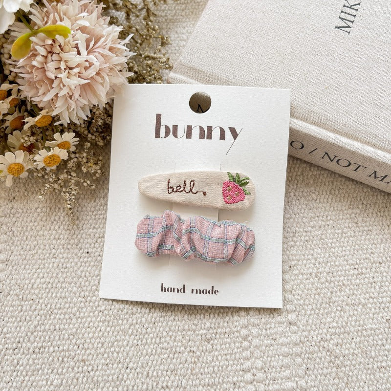 Handmade Pink Embroidered Hair Clips