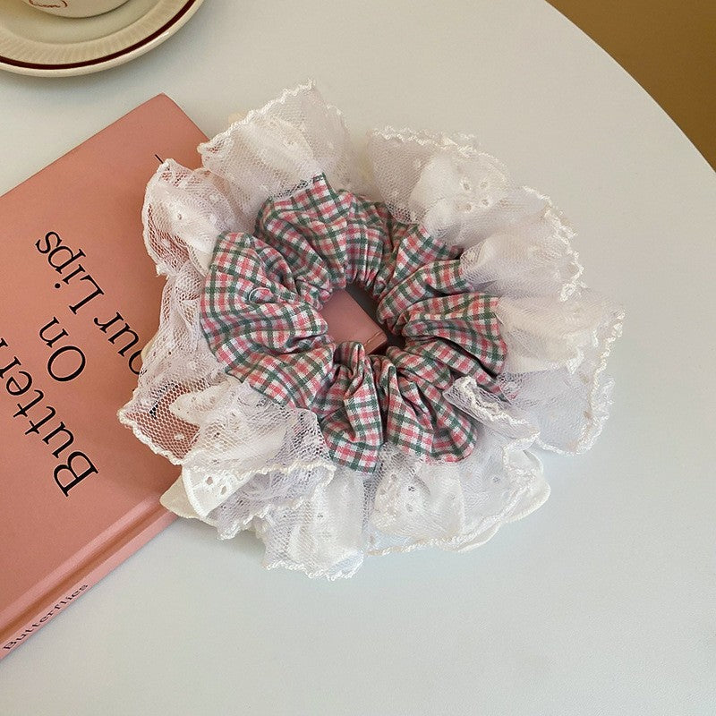 Polka Dot Lace Scrunchie