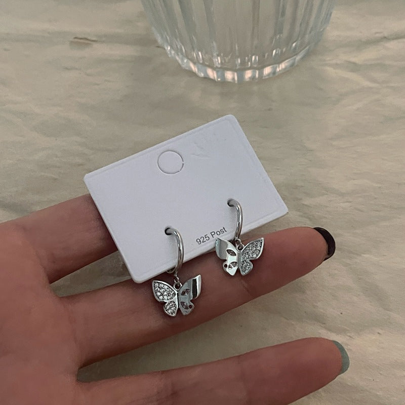 Mini Silver Butterfly Earring