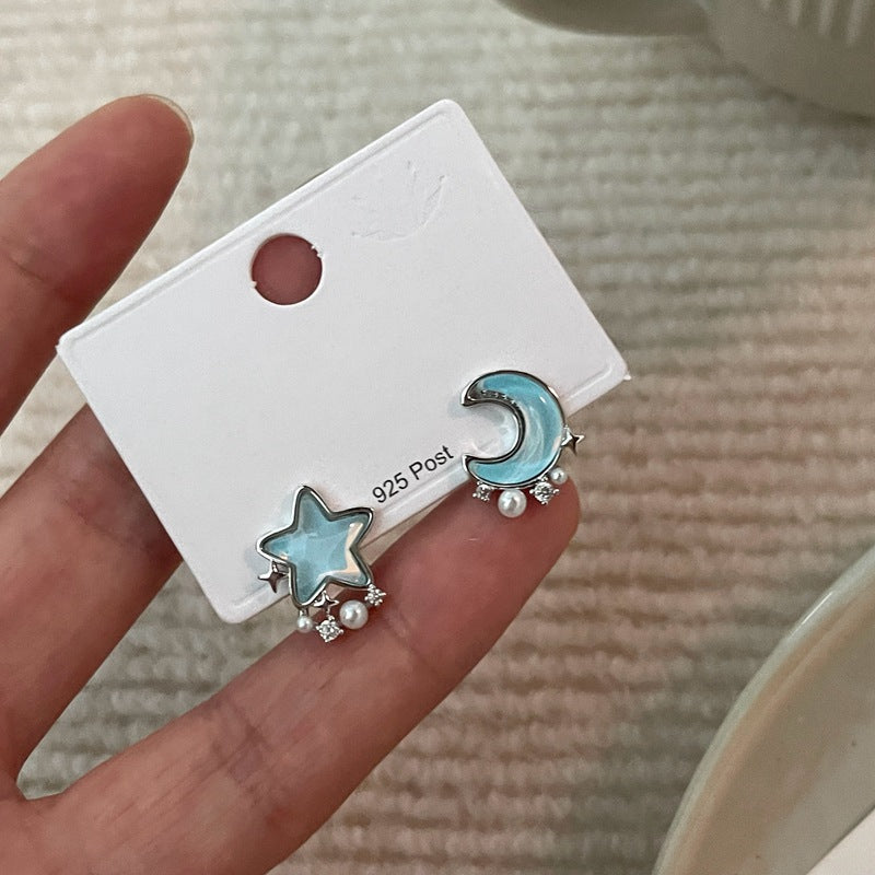 Moon Star Blue Earring
