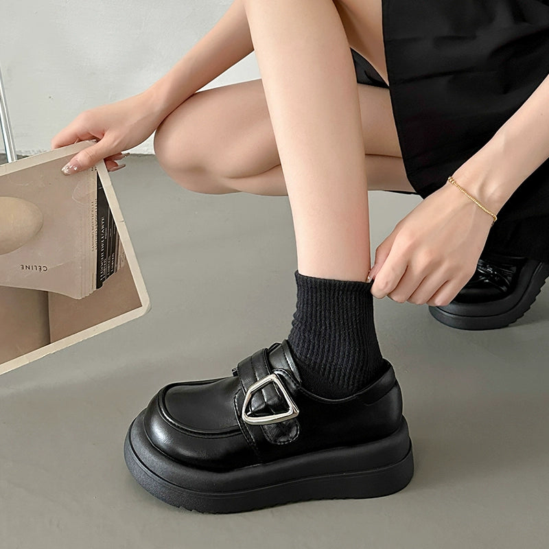 Minimalist Buckle Strap Loafers