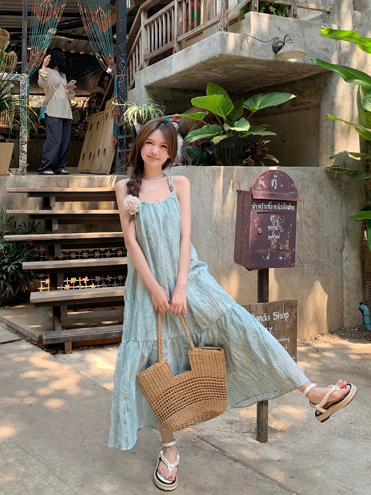 Boho Chic Sleeveless Flowing Maxi Dress