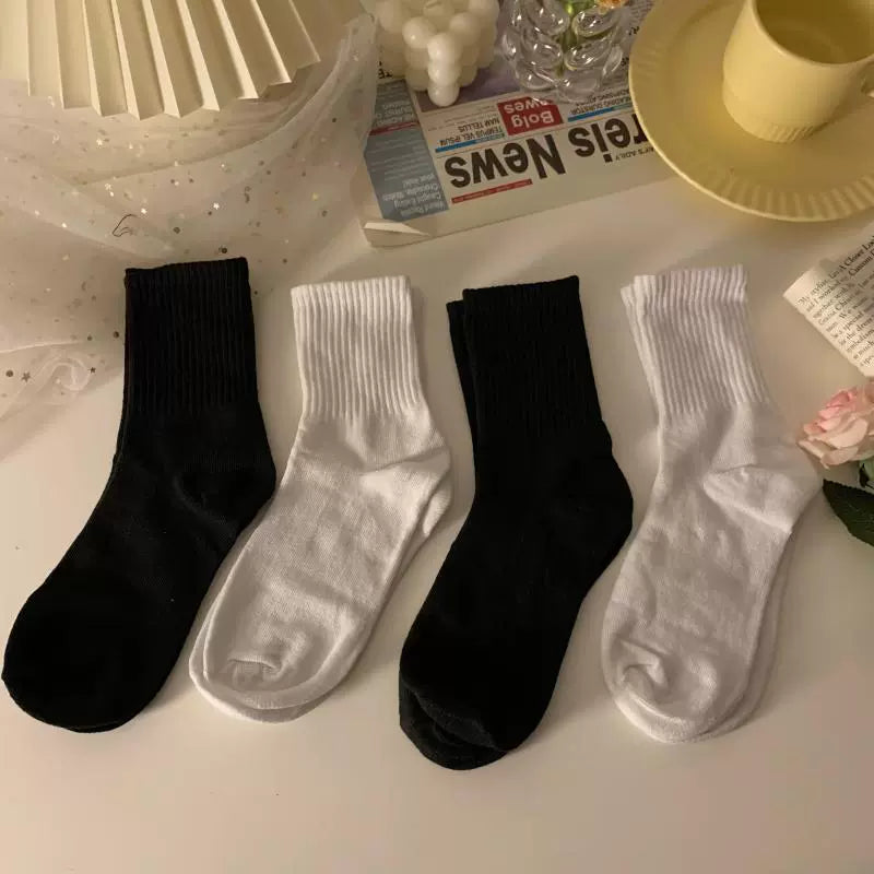 Black White Plain Socks