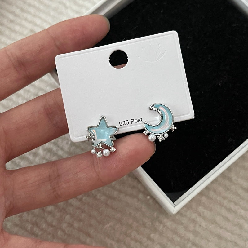 Moon Star Blue Earring