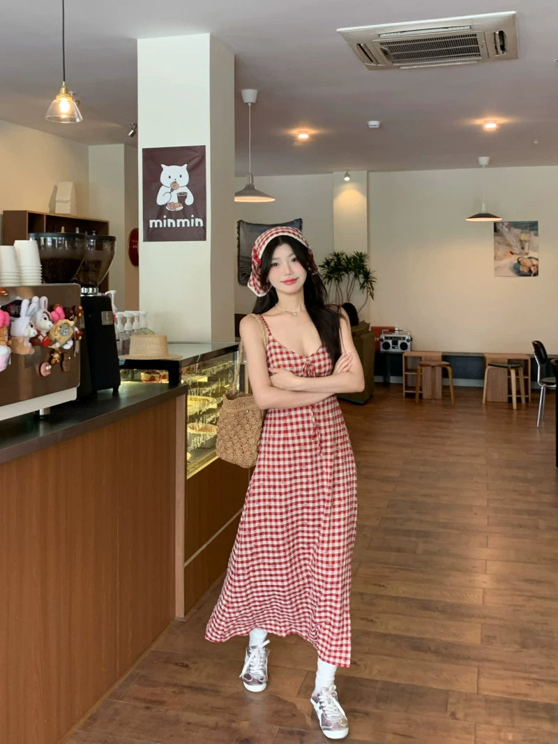 Checkered Open Back Dress