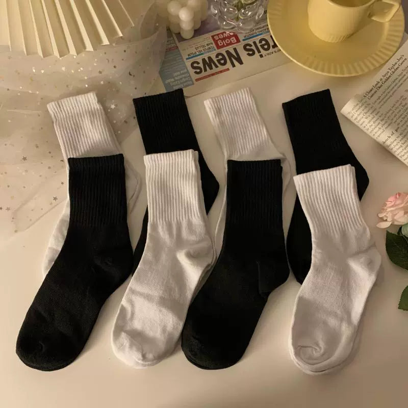 Black White Plain Socks