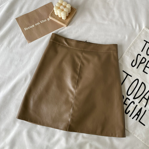 Earth Tone PU Skirt