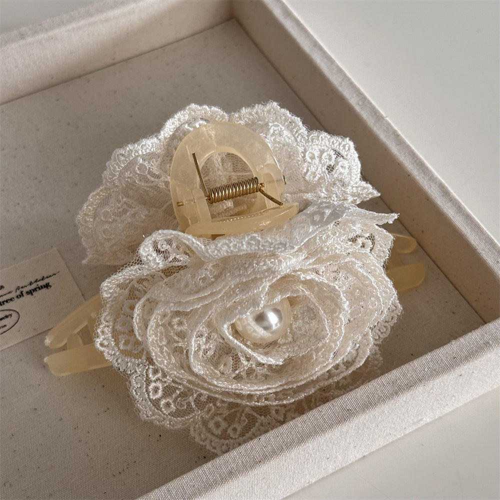 Elegant Pearl Lace Hair Clips
