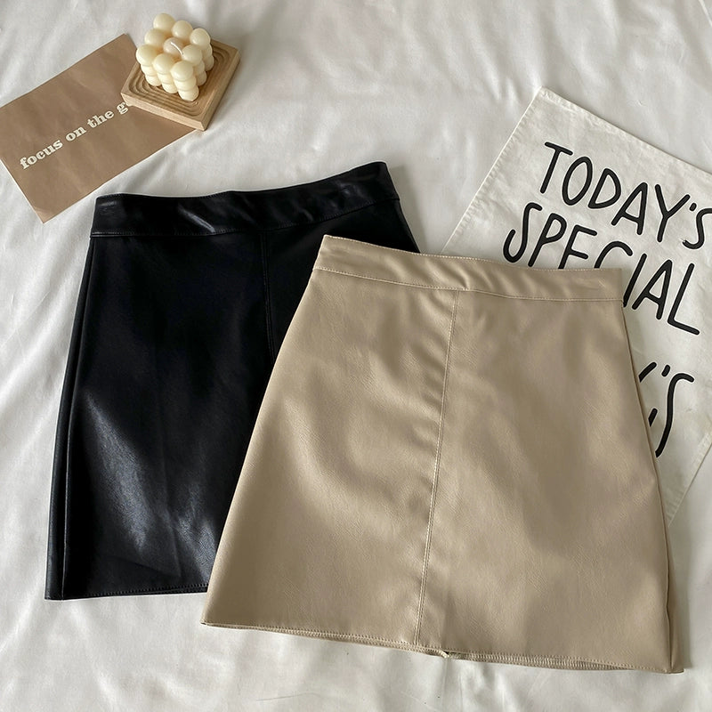 Earth Tone PU Skirt