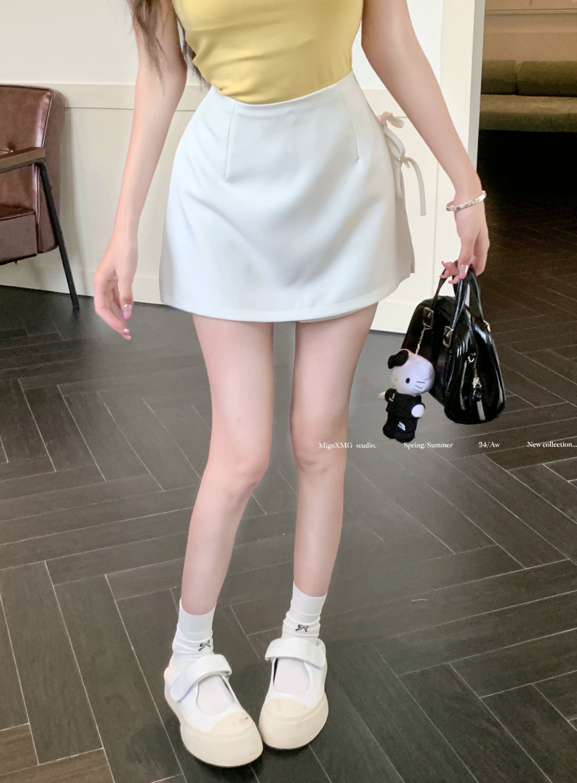 Bowknot Tie A-Line High-Waist Mini Skirt