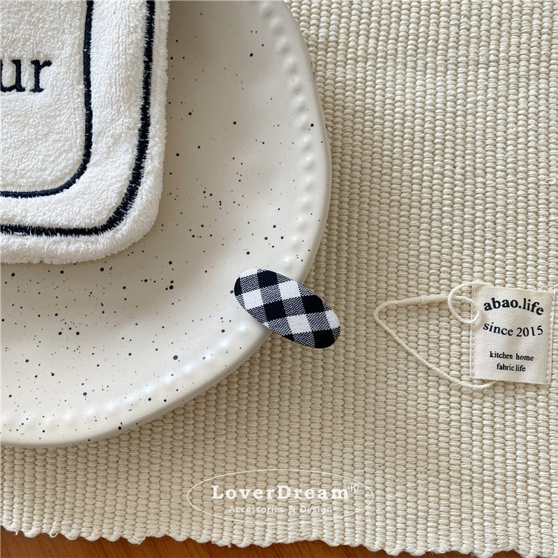 Black White Plaid Hair Clips