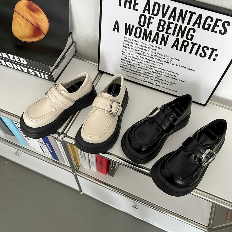 Minimalist Buckle Strap Loafers