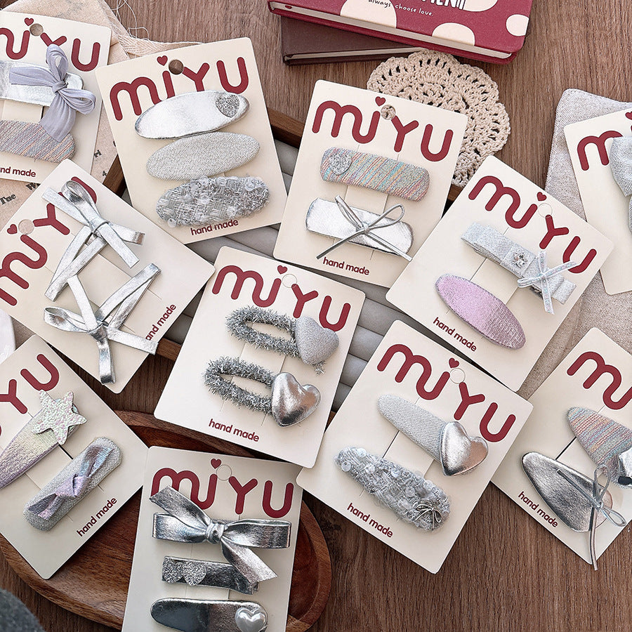 Miyu Sparkling Silver Hair Clips