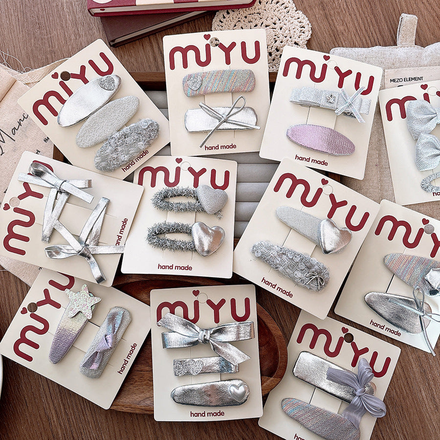Miyu Sparkling Silver Hair Clips