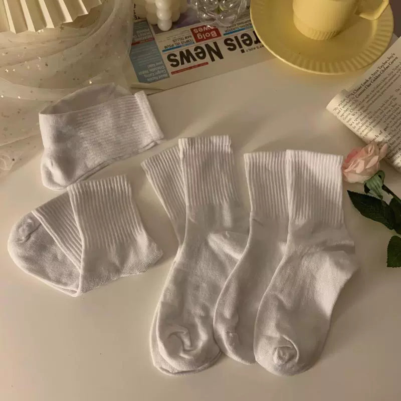 Black White Plain Socks