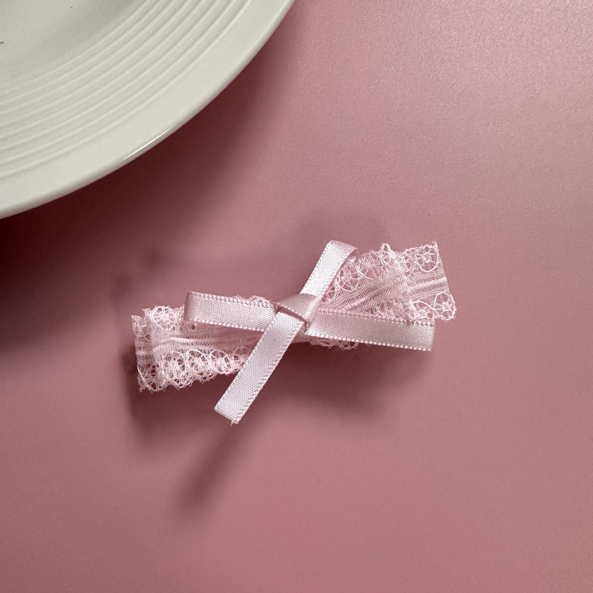 Soft Pink Lace Bow Clips