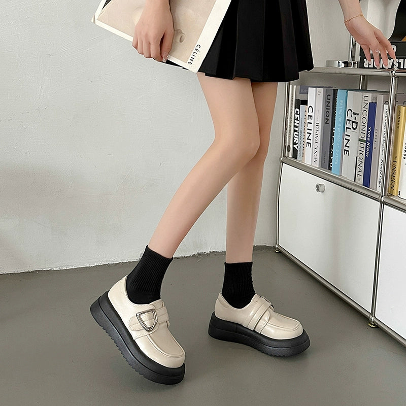 Minimalist Buckle Strap Loafers