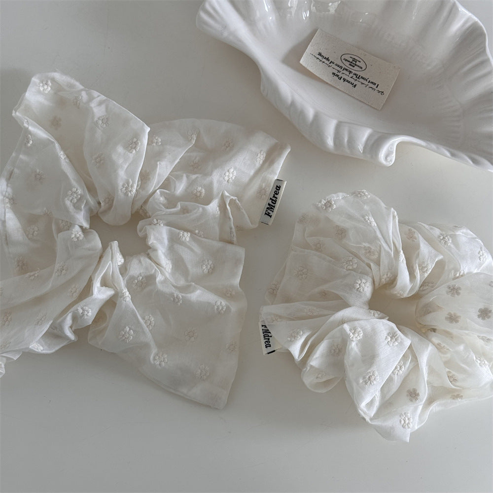 Elegant Floral White Scrunchie