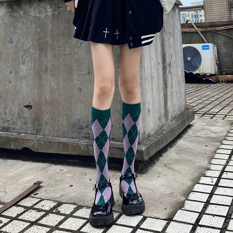 Diamond Knee-High Socks