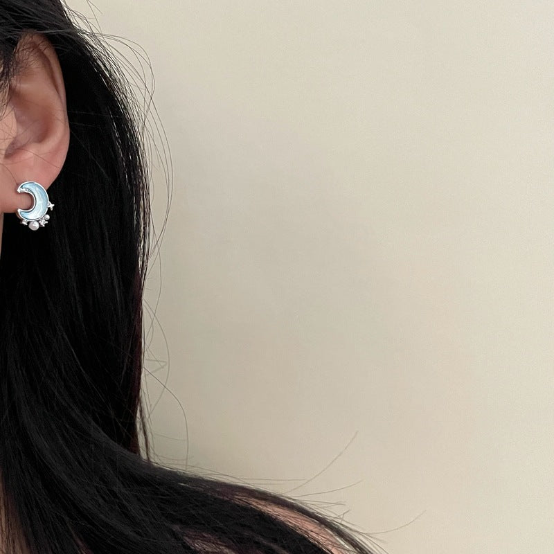 Moon Star Blue Earring