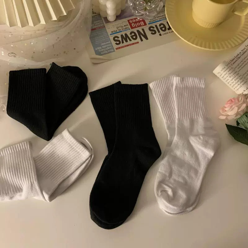Black White Plain Socks