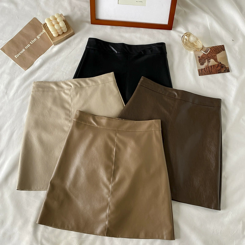 Earth Tone PU Skirt