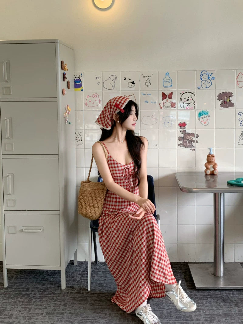 Checkered Open Back Dress