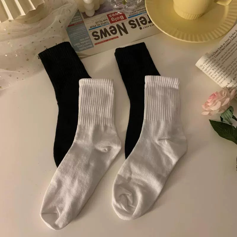 Black White Plain Socks