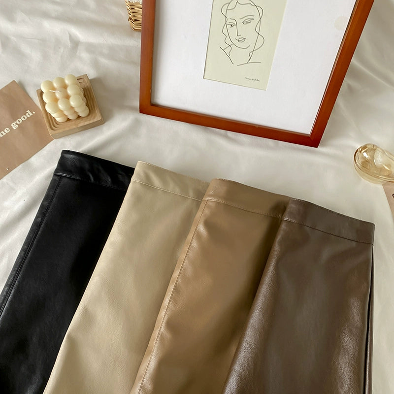 Earth Tone PU Skirt